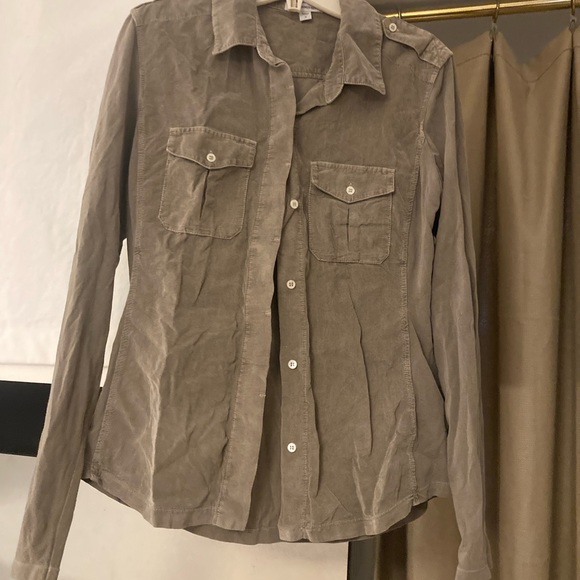 James Perse shirt in jersey/ baby whale corduroy colour taupe - Picture 2 of 6